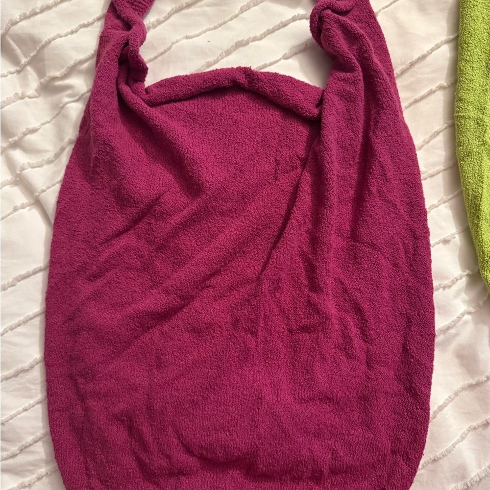 Magenta Terry Cloth Tote Bag - Unbranded